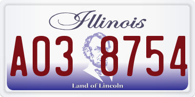 IL license plate A038754