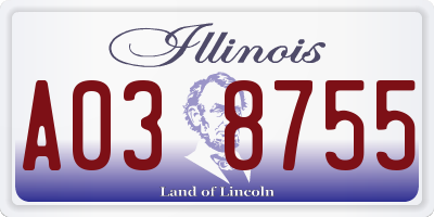 IL license plate A038755