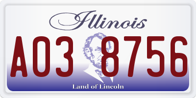 IL license plate A038756
