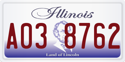 IL license plate A038762