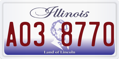 IL license plate A038770