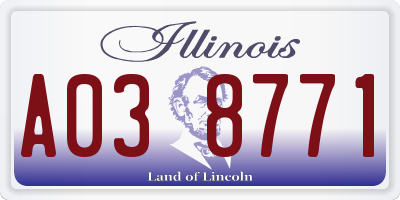 IL license plate A038771
