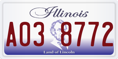 IL license plate A038772