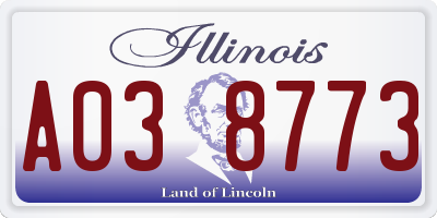 IL license plate A038773