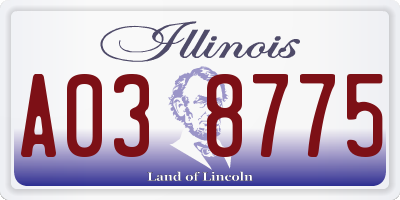 IL license plate A038775
