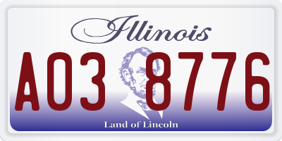 IL license plate A038776