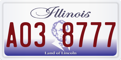 IL license plate A038777