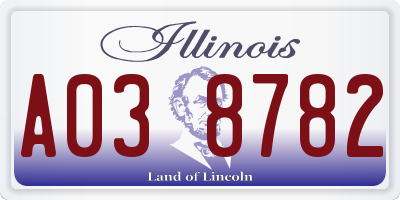 IL license plate A038782
