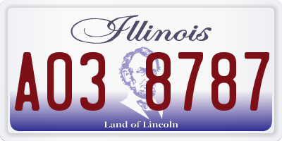 IL license plate A038787