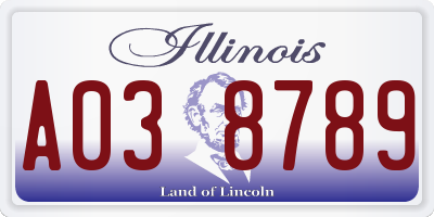 IL license plate A038789