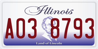 IL license plate A038793