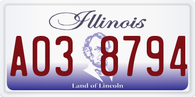 IL license plate A038794