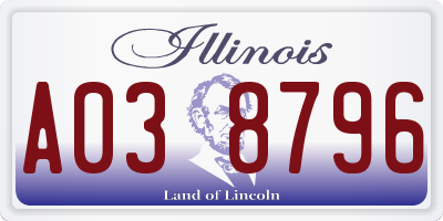 IL license plate A038796
