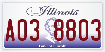 IL license plate A038803