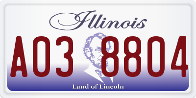 IL license plate A038804