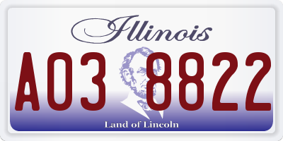 IL license plate A038822