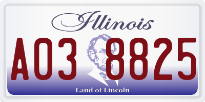 IL license plate A038825