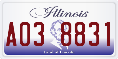 IL license plate A038831