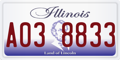 IL license plate A038833