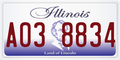 IL license plate A038834