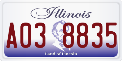 IL license plate A038835