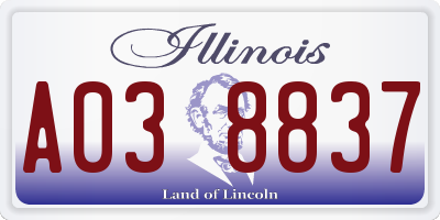 IL license plate A038837