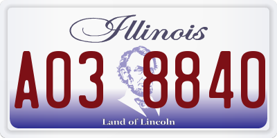 IL license plate A038840