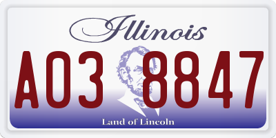 IL license plate A038847