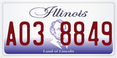 IL license plate A038849