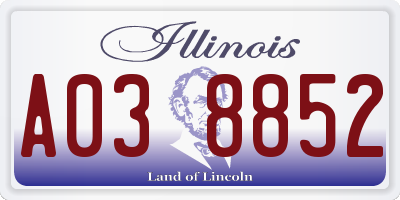 IL license plate A038852