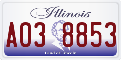 IL license plate A038853
