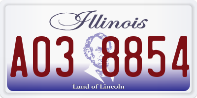 IL license plate A038854