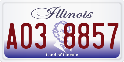 IL license plate A038857