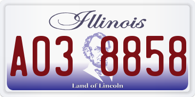 IL license plate A038858