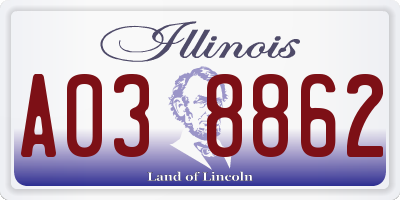 IL license plate A038862