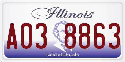 IL license plate A038863