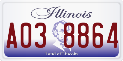 IL license plate A038864