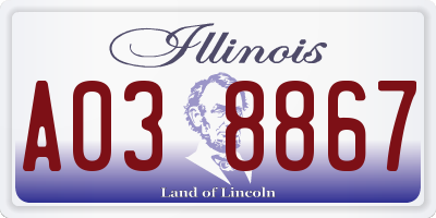 IL license plate A038867