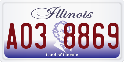 IL license plate A038869
