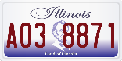 IL license plate A038871