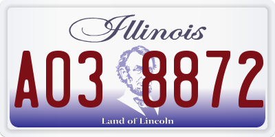 IL license plate A038872