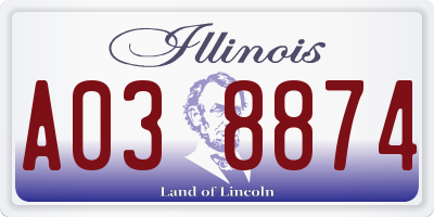 IL license plate A038874
