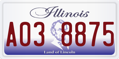 IL license plate A038875