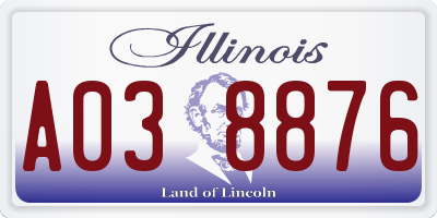 IL license plate A038876