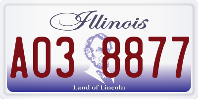 IL license plate A038877