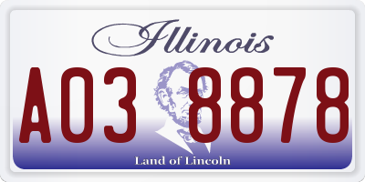 IL license plate A038878