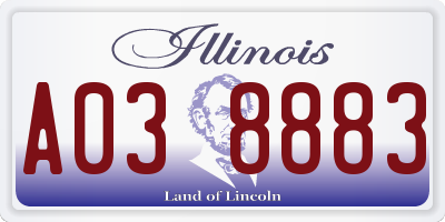 IL license plate A038883