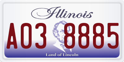IL license plate A038885