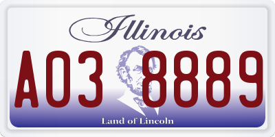 IL license plate A038889