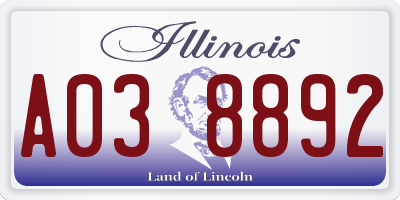 IL license plate A038892